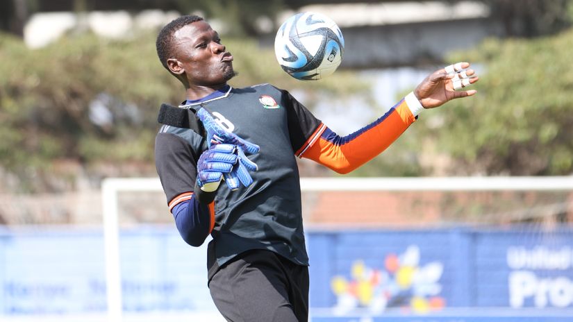 Harambee Stars goalkeeper Patrick Matasi during Training session at Police Sacco Stadium in Nairobi on October 09, 2024. Kenya National Football Team is preparing ahead of back-to-back 2025 Africa Cup of Nations (AFCON) against Cameroon. (Photo: Samwel Ogor/Sportpicha)